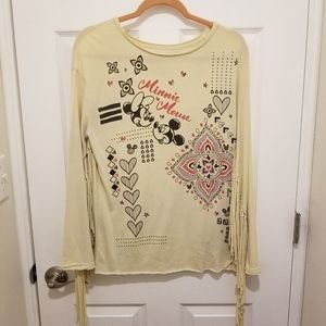 Disney Boutique Womens Minnie Mouse Fringe top S